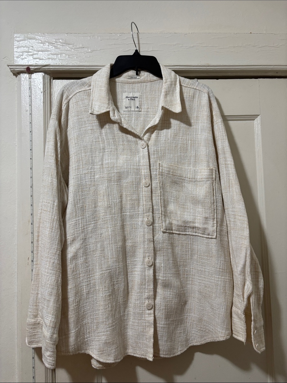 Abercrombie & Fitch Cream Textured Button-Down Shirt